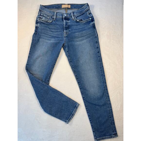 Seven 7 for all Mankind Josefina Jeans 28 Luxe Vintage Slim Straight Mid Rise - Picture 1 of 13